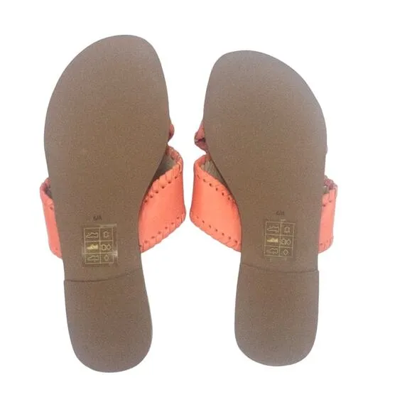 Jack Rogers Sloane X Band Flat Slide Sandals Coral Women's 6