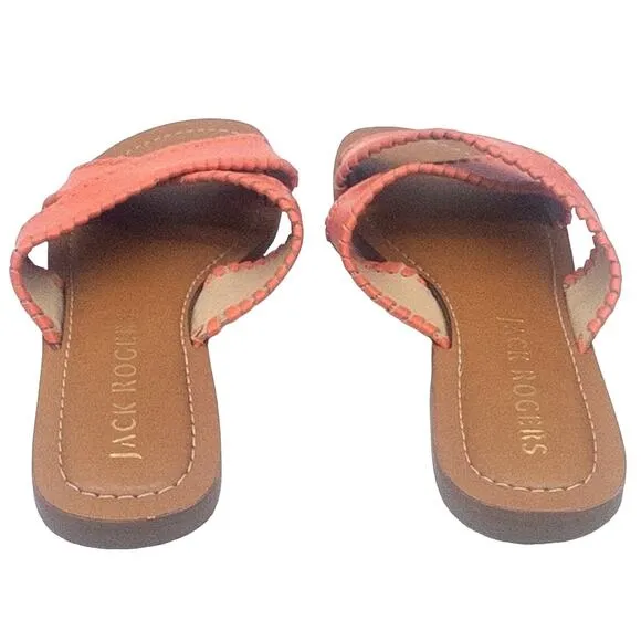Jack Rogers Sloane X Band Flat Slide Sandals Coral Women's 6