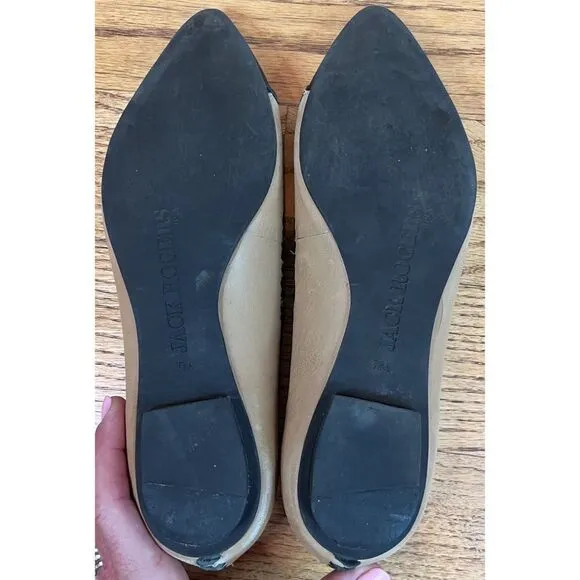 Jack Rogers Brazil Carla Pointed Toe Leather Whipstitch Brown Black Flats Sz 7