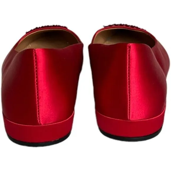 J.CREW Pointy-toe Crystal Classic Red Flats w/ Box, US7 SRP: $120