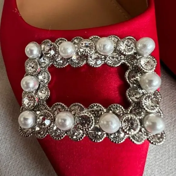 J.CREW Pointy-toe Crystal Classic Red Flats w/ Box, US7 SRP: $120