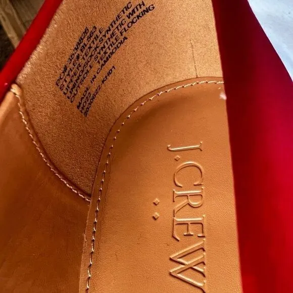 J.CREW Pointy-toe Crystal Classic Red Flats w/ Box, US7 SRP: $120
