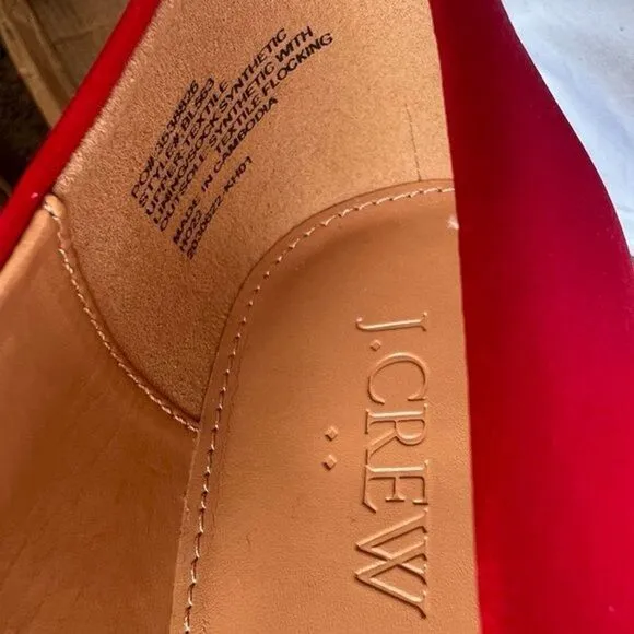 J.CREW Pointy-toe Crystal Classic Red Flats w/ Box, US7 SRP: $120