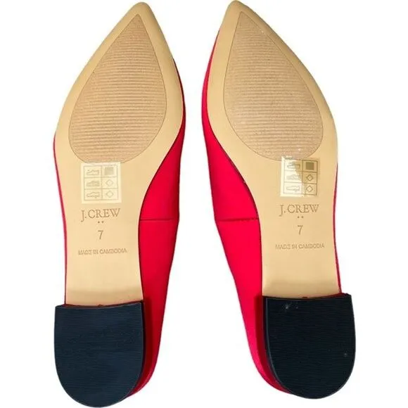 J.CREW Pointy-toe Crystal Classic Red Flats w/ Box, US7 SRP: $120