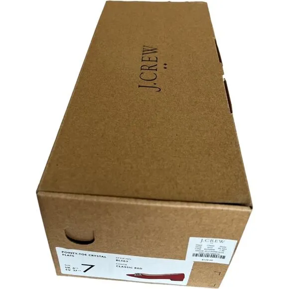 J.CREW Pointy-toe Crystal Classic Red Flats w/ Box, US7 SRP: $120