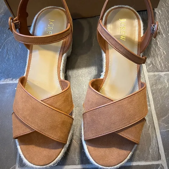 J.CREW Sueded Heeled Platform Espadrilles
