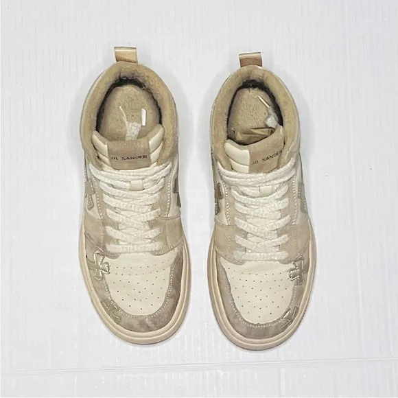 Jil Sander Chunky Bovine Leather Cross Sneakers
