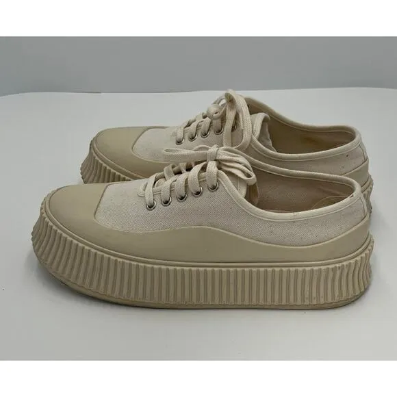 Jil Sander Chunky Rubber Toe/Sole Canvas Sneakers Sand /Beige Size EU 39/US 9