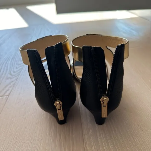 Jimmy Choo Black and Gold Sandals