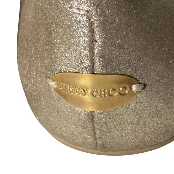 Jimmy Choo Crystal Embellished Cap Toe Ballet Flats Champagne Size 38.5 (8.5)