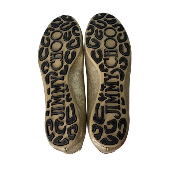Jimmy Choo Crystal Embellished Cap Toe Ballet Flats Champagne Size 38.5 (8.5)