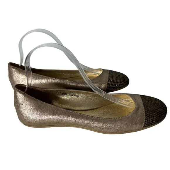 Jimmy Choo Crystal Embellished Cap Toe Ballet Flats Champagne Size 38.5 (8.5)