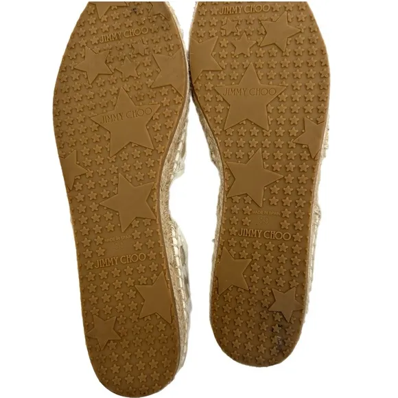 Jimmy Choo DREYA Chain Embroidered Lace Espadrille Size 39 EU-
