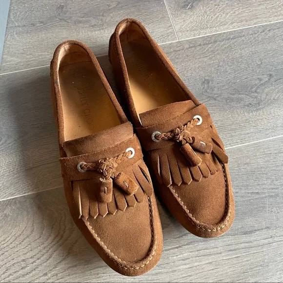 Jimmy Choo Eaton tan suede loafers (Sz 43.5)