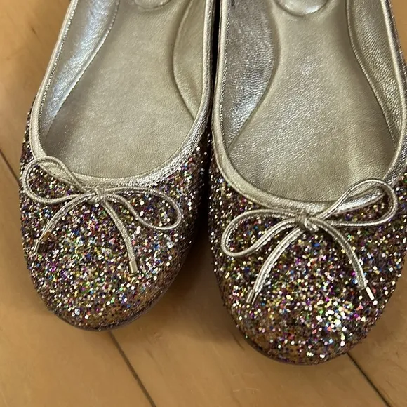 Jimmy Choo gold/ multi color glitter ballet flats, size EU39 US 9