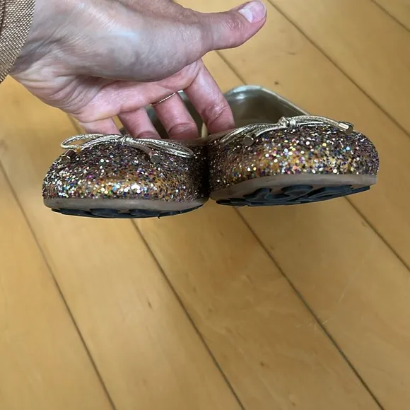 Jimmy Choo gold/ multi color glitter ballet flats, size EU39 US 9