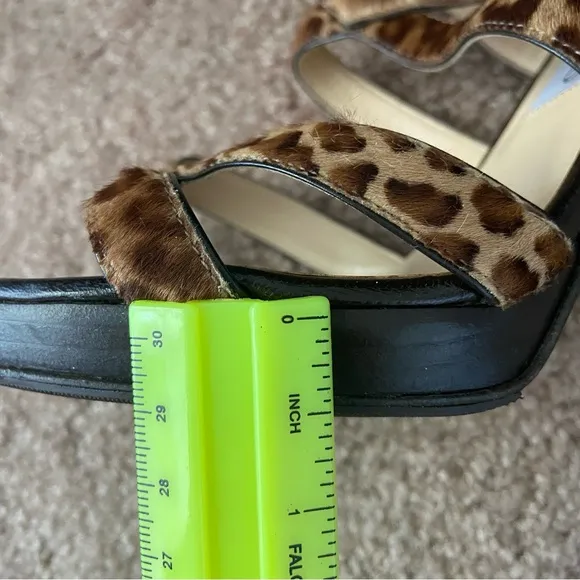 Jimmy Choo Leopard Print Strappy Platform Heels Sandals Size 38