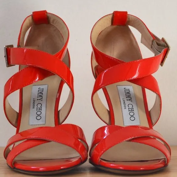 Jimmy Choo Red Patent Leather Sandals