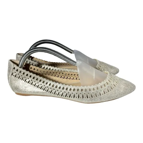 Joes Cutout Silver/gold Flat size 10 NWT