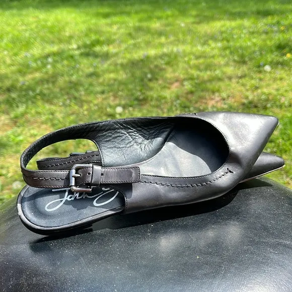 John Grey Black Pointed Toe Slingback Flats Womens size 39
