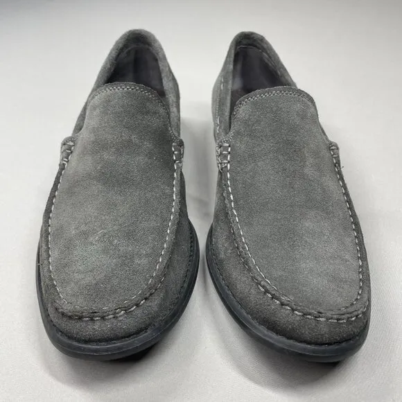 John Varvatos Shoes Mens 9.5 gray suede leather buck loafer designer classic