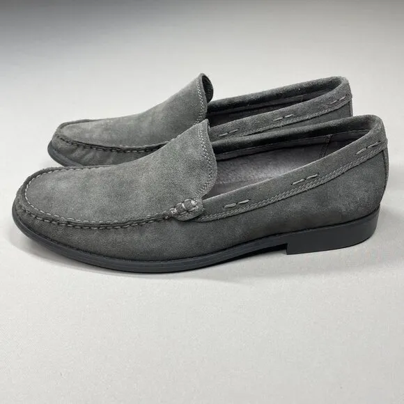 John Varvatos Shoes Mens 9.5 gray suede leather buck loafer designer classic
