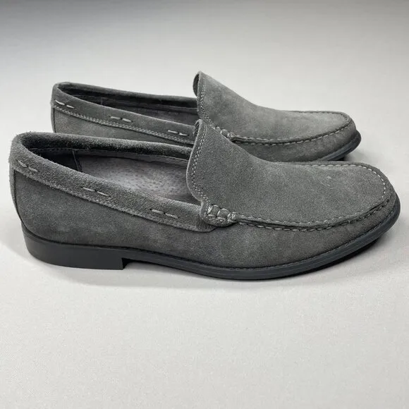 John Varvatos Shoes Mens 9.5 gray suede leather buck loafer designer classic