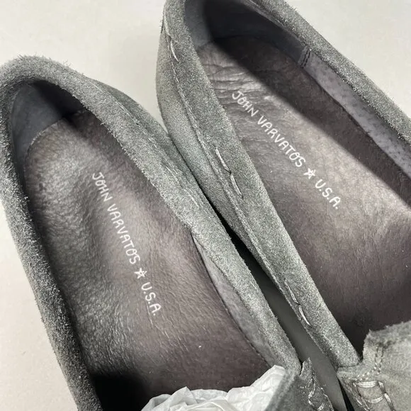 John Varvatos Shoes Mens 9.5 gray suede leather buck loafer designer classic