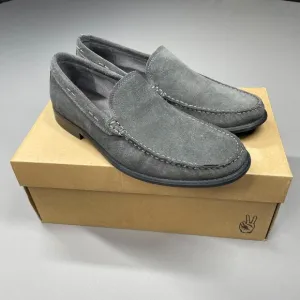 John Varvatos Shoes Mens 9.5 gray suede leather buck loafer designer classic