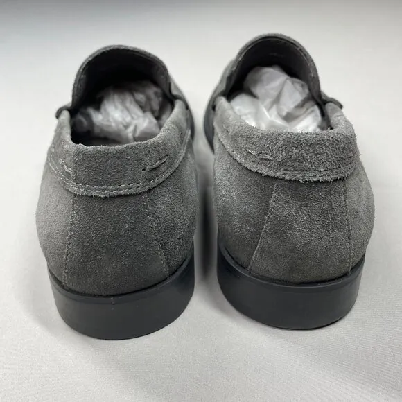 John Varvatos Shoes Mens 9.5 gray suede leather buck loafer designer classic