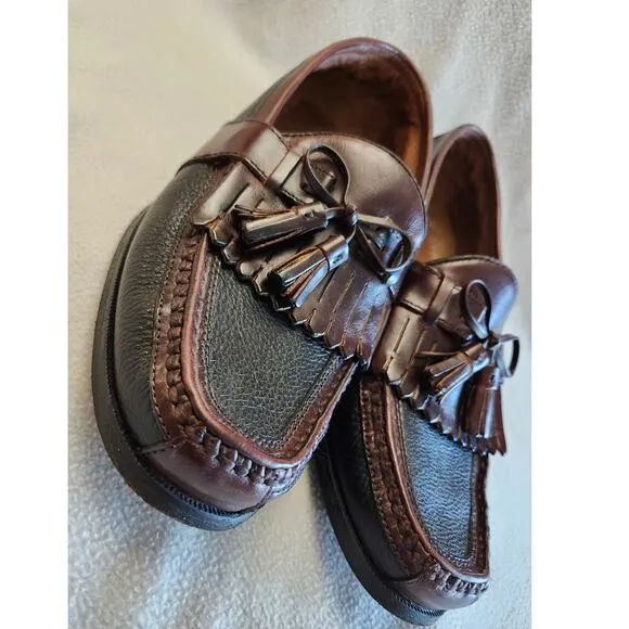 Johnson &amp; Murphy Dress Shoes Mens Size 9 WIDE Tassel Loafers Black Brown Leather