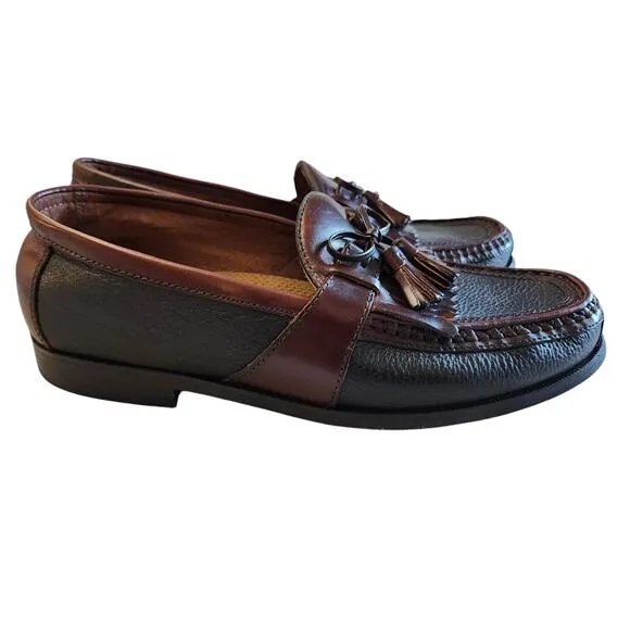 Johnson &amp; Murphy Dress Shoes Mens Size 9 WIDE Tassel Loafers Black Brown Leather