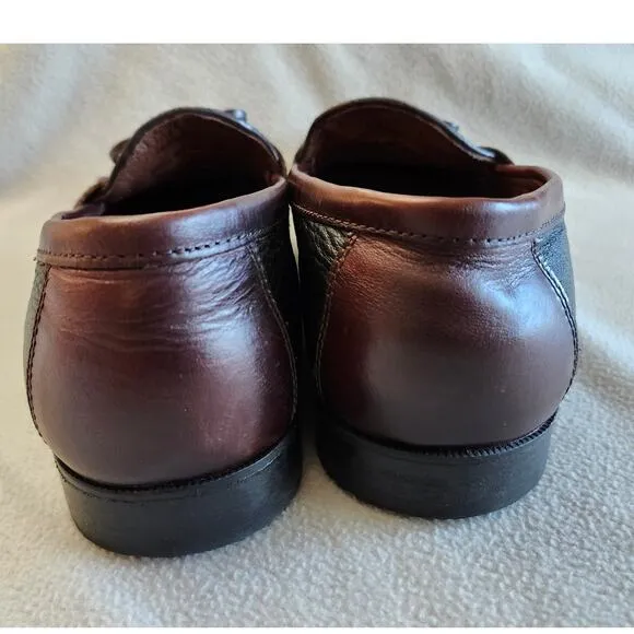 Johnson &amp; Murphy Dress Shoes Mens Size 9 WIDE Tassel Loafers Black Brown Leather