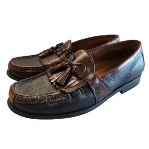 Johnson &amp; Murphy Dress Shoes Mens Size 9 WIDE Tassel Loafers Black Brown Leather