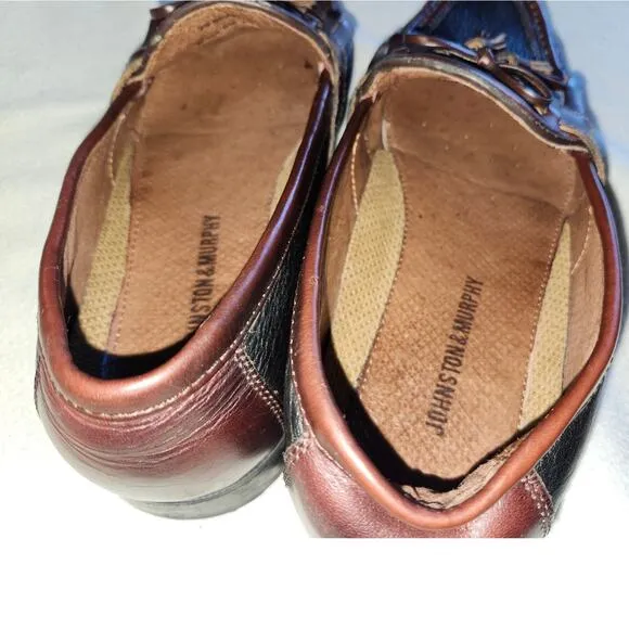 Johnson &amp; Murphy Dress Shoes Mens Size 9 WIDE Tassel Loafers Black Brown Leather