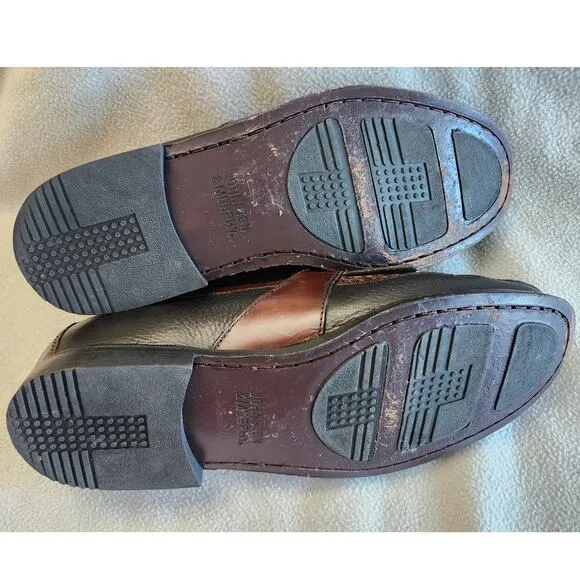 Johnson &amp; Murphy Dress Shoes Mens Size 9 WIDE Tassel Loafers Black Brown Leather