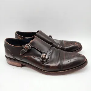 Johnston &amp; Murphy Double Monk Strap Loafers Mens 9M Dark Brown Vintage Italy