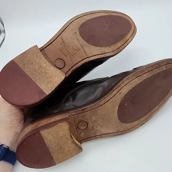 Johnston &amp; Murphy Double Monk Strap Loafers Mens 9M Dark Brown Vintage Italy