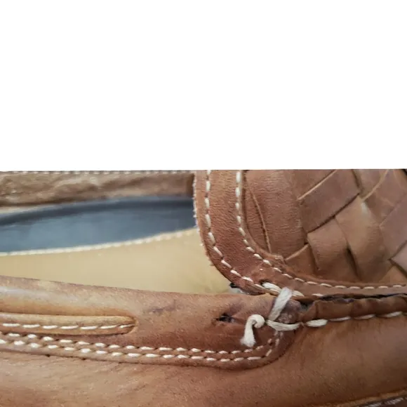 Johnston &amp; Murphy J&amp;M Men's 8.5 Brown Loafer Sheepskin Memory Foam Weaved Shoes
