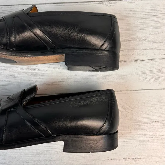 Johnston &amp; Murphy Penny Loafers Men Black Leather Dress Shoes 11.5M SlipOn 11275