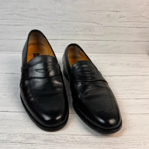 Johnston &amp; Murphy Penny Loafers Men Black Leather Dress Shoes 11.5M SlipOn 11275