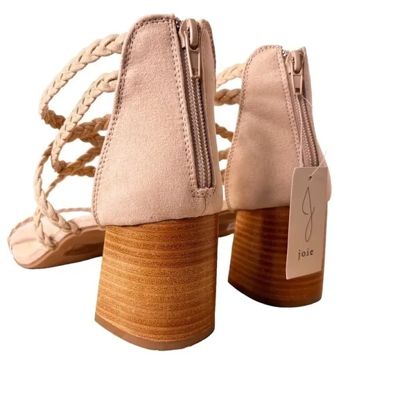 JOIE NWT Braided Felina Strappy Zip Back Heel Sandals Size 9.5 in Cream