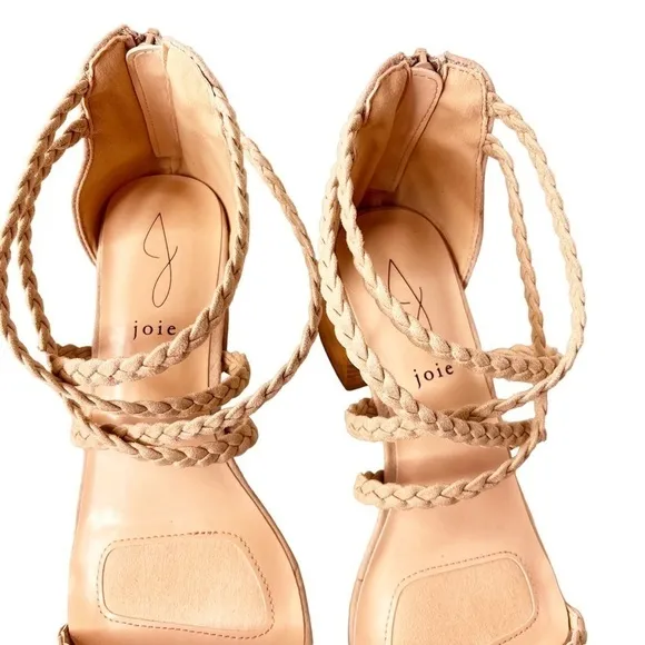 JOIE NWT Braided Felina Strappy Zip Back Heel Sandals Size 9.5 in Cream
