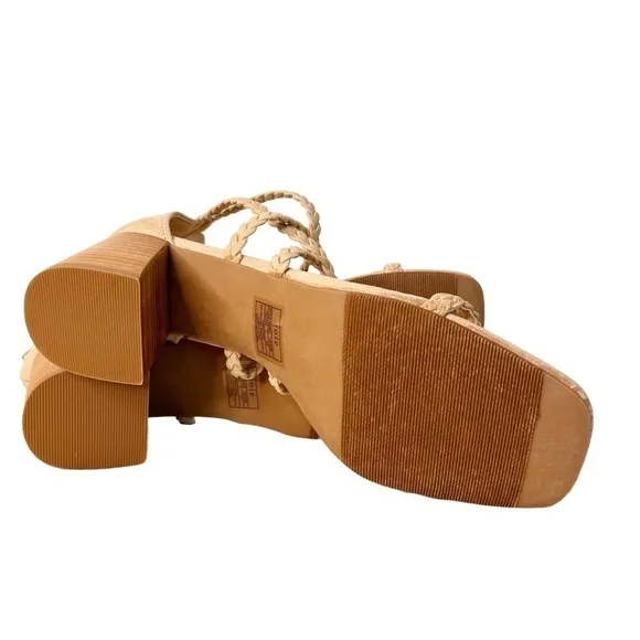 JOIE NWT Braided Felina Strappy Zip Back Heel Sandals Size 9.5 in Cream
