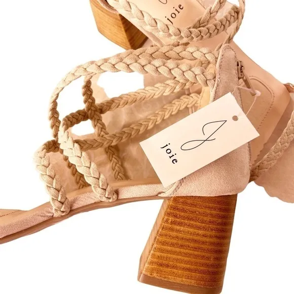 JOIE NWT Braided Felina Strappy Zip Back Heel Sandals Size 9.5 in Cream