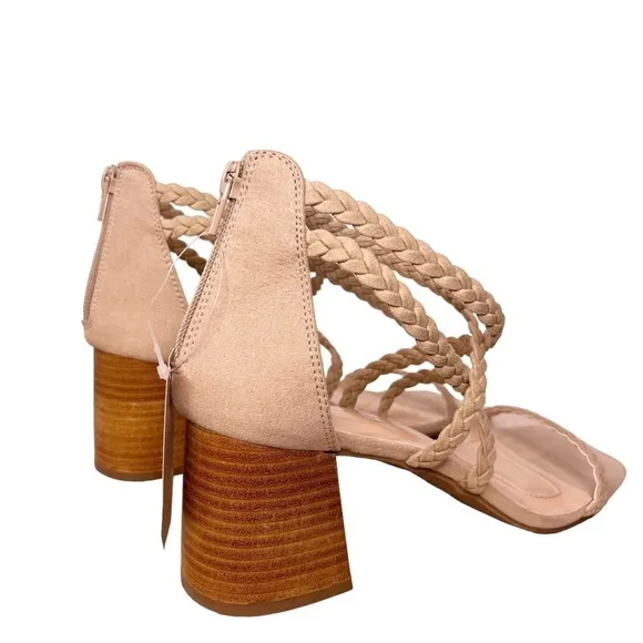 JOIE NWT Braided Felina Strappy Zip Back Heel Sandals Size 9.5 in Cream
