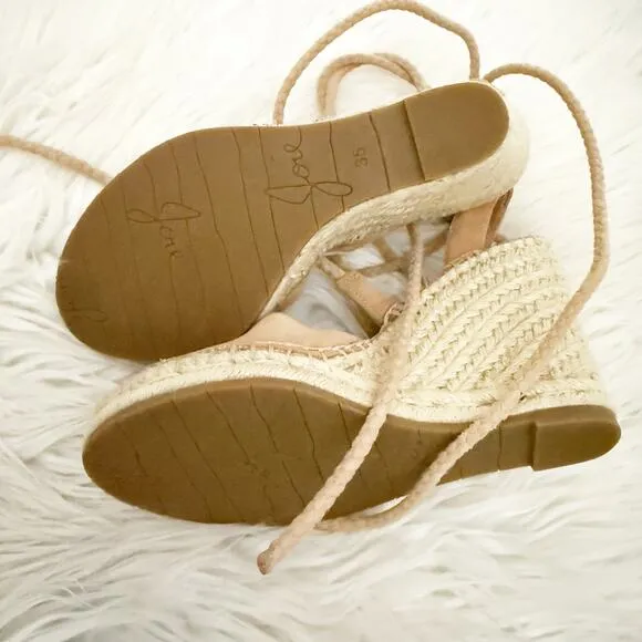 JOIE | Suede Color-block Pattern Espadrilles Sandals Lace Tie Ankle Wrap | 35, 5