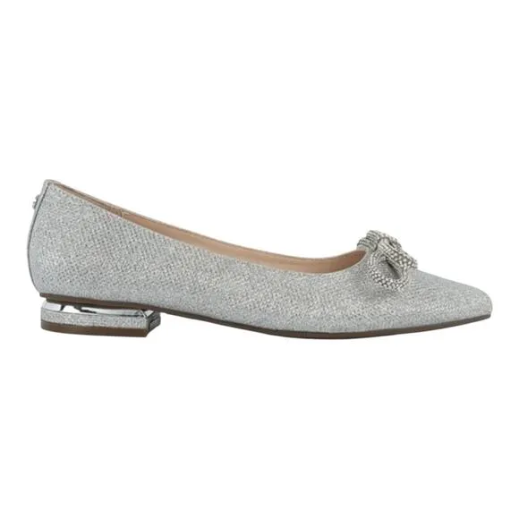 Jones New York Women's Quinnie Pointed Toe Embellished Flats Silver Size 8 1/2