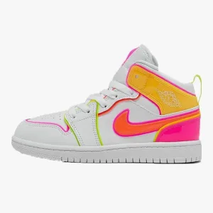Jordan 1 Mid Edge Glow white hyper crimson pink blast high top sneakers size 1