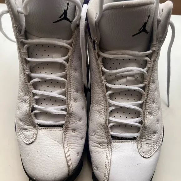 Jordan 13 White and Purple High-Top Sneakers